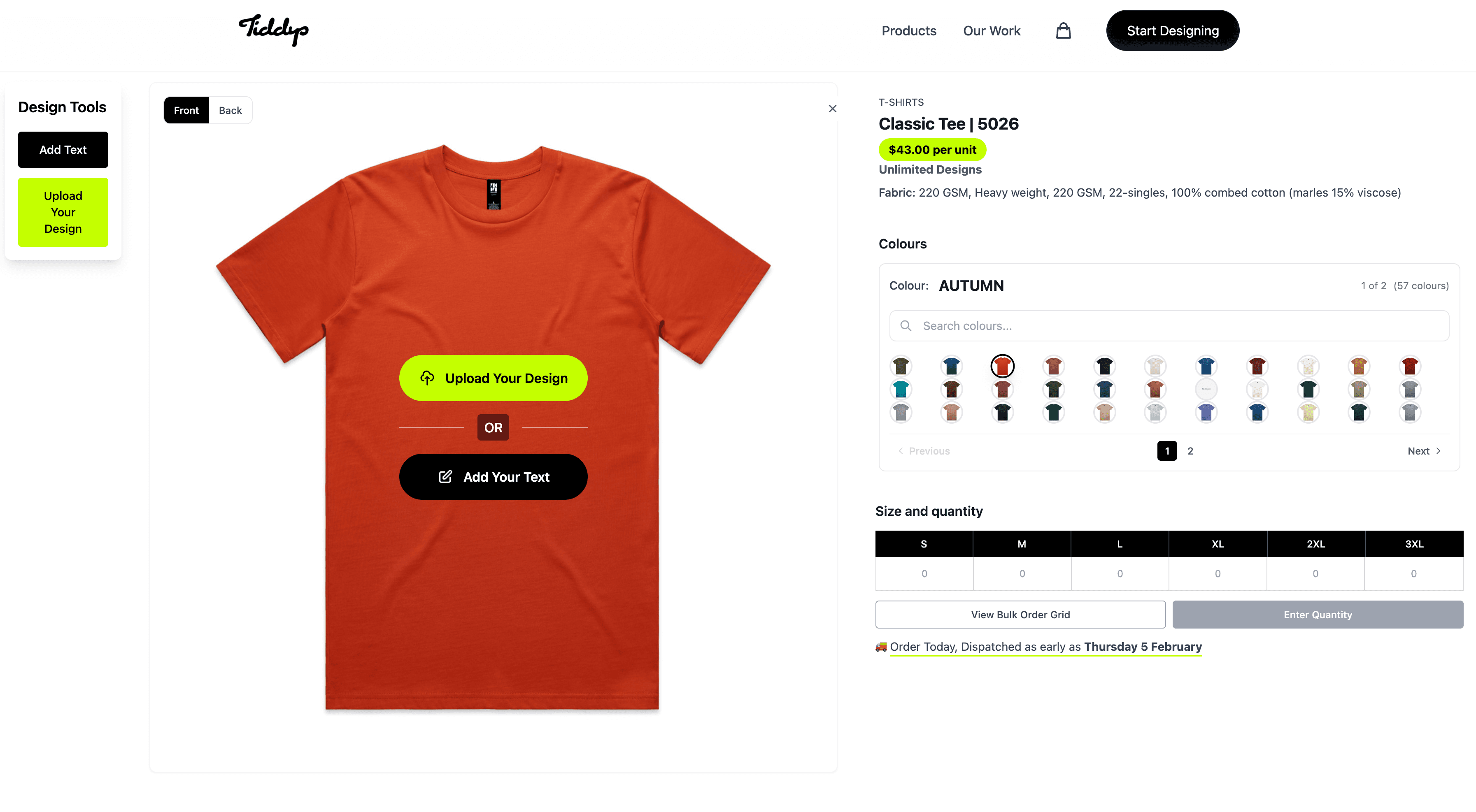 Tiddys custom t-shirt designer preview